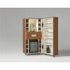 Coffee corner móvil con un diseño que evoca las maletas de piel, ideal para habitaciones de hotel boutique, suites y salas VIP