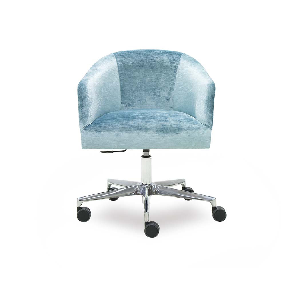 1 Girona Swivel Silla giratoria de oficina Girona Swivel de Crearte Collections, totalmente tapizada con base metálica, regulable en altura y 360 grados, ideal para despachos de lujo."