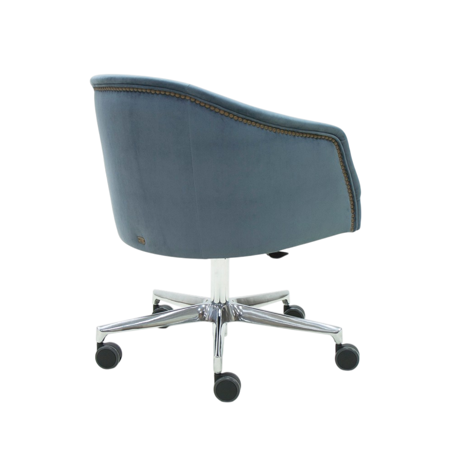 Silla giratoria de oficina Girona Swivel de Crearte Collections, totalmente tapizada con base metálica, regulable en altura y 360 grados, ideal para despachos de lujo."
