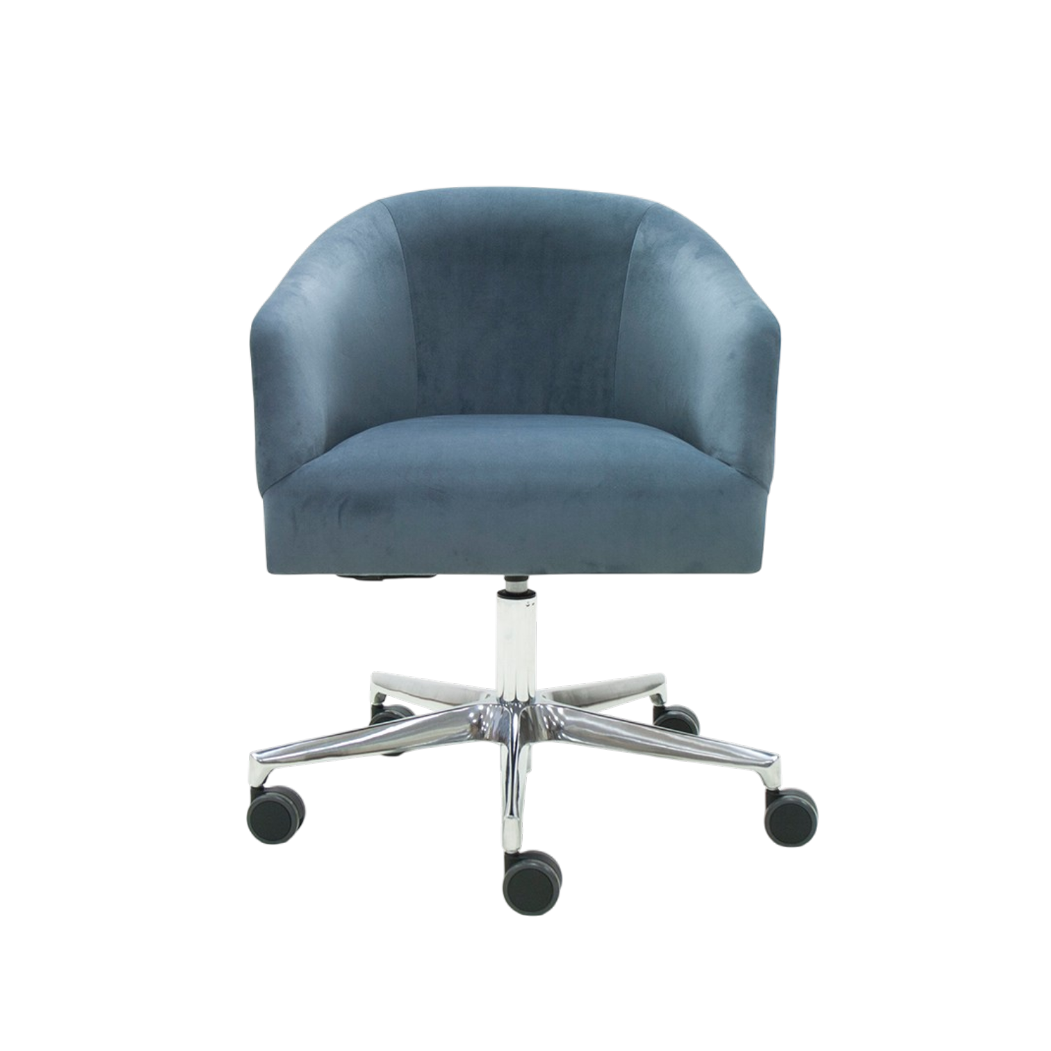 Silla giratoria de oficina Girona Swivel de Crearte Collections, totalmente tapizada con base metálica, regulable en altura y 360 grados, ideal para despachos de lujo."