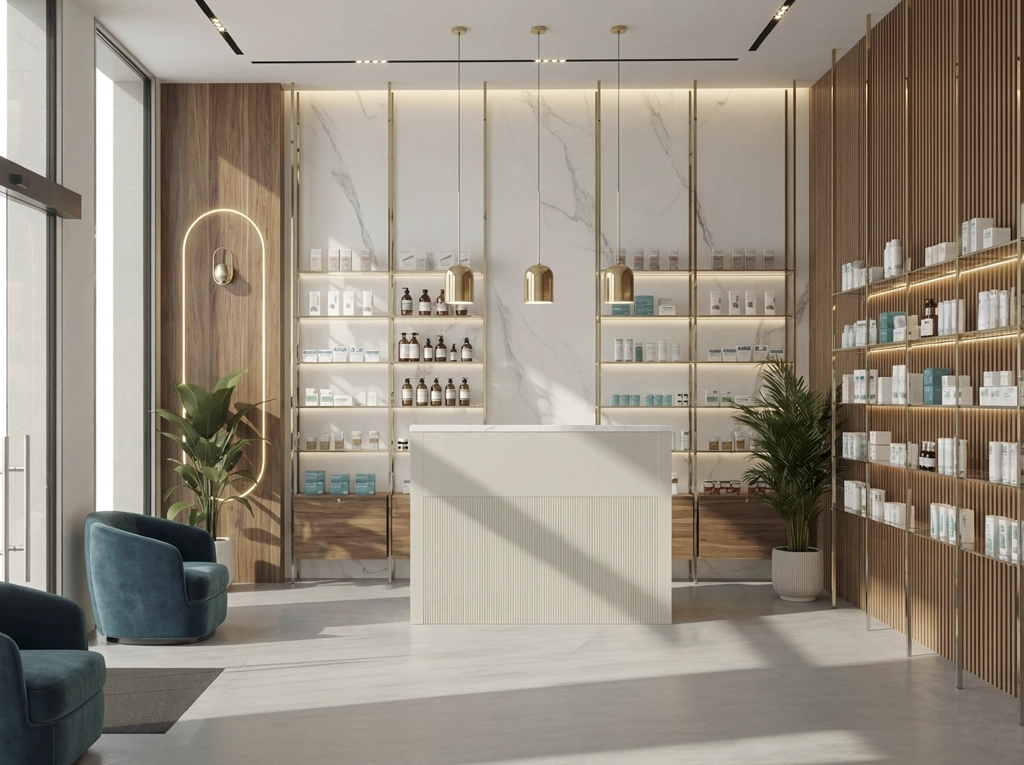 Mostrador florence_gris_marmol_farmacia_